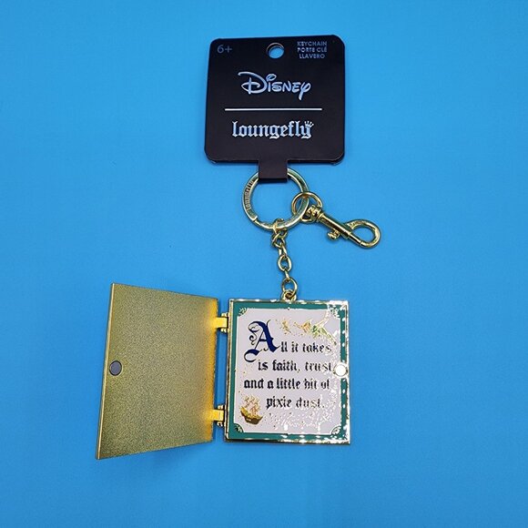 Loungefly Disney Peter Pan You Can Fly Story Book Hinged Keychain Charm NEW - Picture 4 of 10